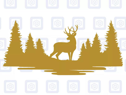 LARGE Deer Forrest Woodland Vinyl Decals For Camper Van Caravan Sticker Graphic