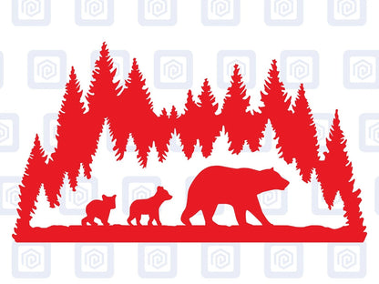 LARGE Bear WIth Cubs Decal For Campervan Van Caravan Sticker Graphic Forrest
