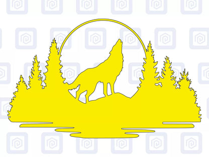 LARGE Forrest Howling Lake Wolf Wood Decal Campervan Van Caravan Sticker Graphic