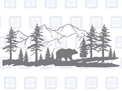 LARGE Bear Mountain Forrest Vinyl Decals For Camper Van Caravan Sticker Graphic