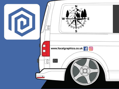 LARGE 2x Compass Camping Vinyl Decals For Camper Van Caravan Sticker Graphic
