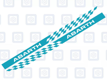 Fiat Abarth 500 595 695 Chequer Side Stripe Decal Sticker Pair (Set of 2)