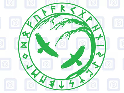 Rune Viking Raven Bird Vinyl Decals For Camper Van Caravan Sticker Graphic