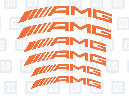 AMG Curved Brake Caliper Decal Style Stickers - 3 SIZES - x 6