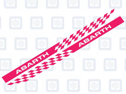 Fiat Abarth 500 595 695 Chequer Side Stripe Decal Sticker Pair (Set of 2)