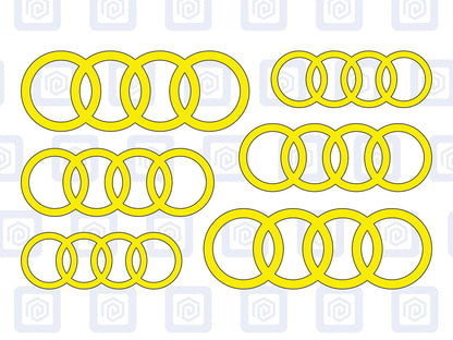Rings Brake Caliper Decal Style Stickers Fits A3 A4 A5 A6 TT - 3 SIZES - x 6