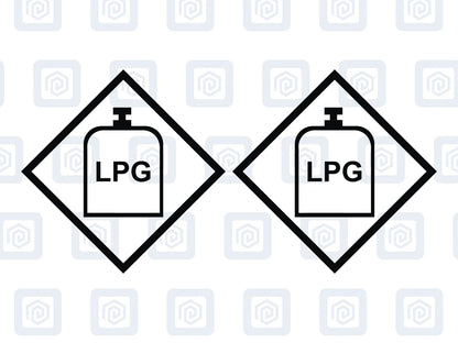 LPG Gas Warning Sign Custom Colour sticker logos (set of 2)