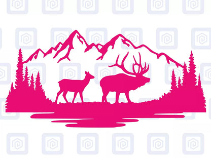 LARGE Stag Deer Doe Forrest Vinyl Decals For Camper Van Caravan Sticker Graphic