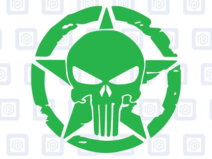 Skull Star Punisher Circle Decals For Camper Van Caravan Sticker Graphic