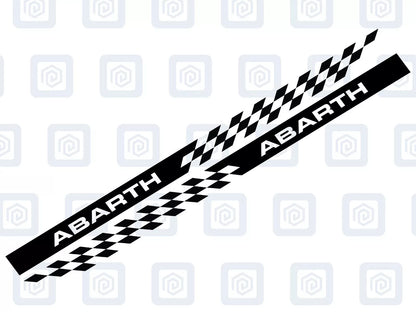Fiat Abarth 500 595 695 Chequer Side Stripe Decal Sticker Pair (Set of 2)