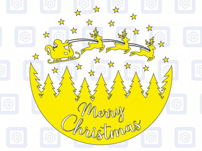 Merry Christmas Round Scenic Sticker Special Wall Art Vinyl Wall Sticker Decal