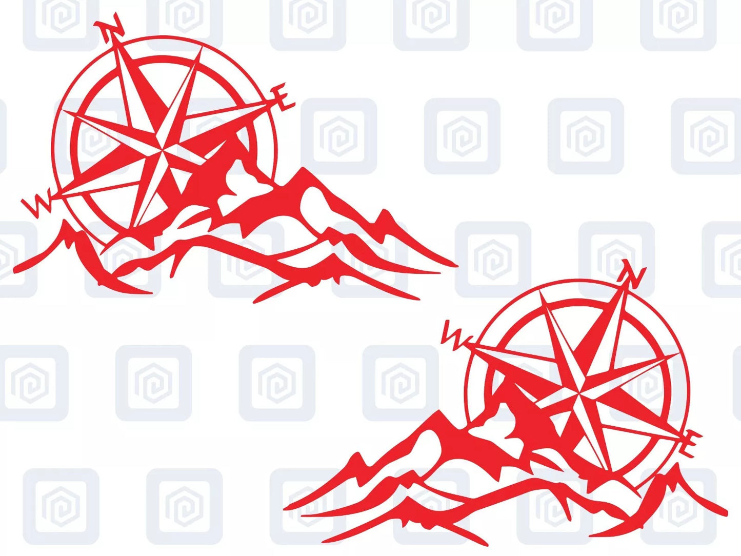 LARGE 2x Compass Mountain Vinyl Decals For Camper Van Caravan Sticker Graphic