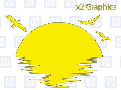 Sun Set Birds Vinyl Decal For Campervan Van Caravan Sticker Graphic Camping