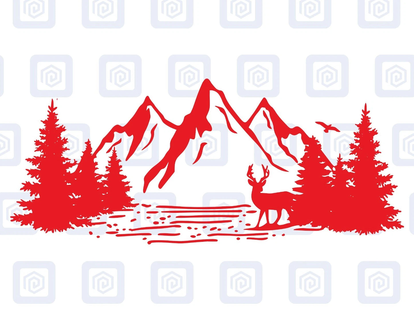 LARGE Forrest Mountain Lake Deer Decal Campervan Van Caravan Sticker Graphic