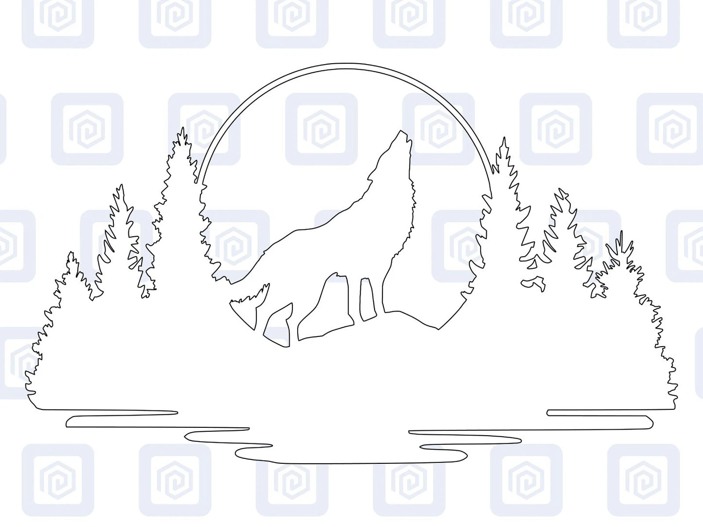 LARGE Forrest Howling Lake Wolf Wood Decal Campervan Van Caravan Sticker Graphic