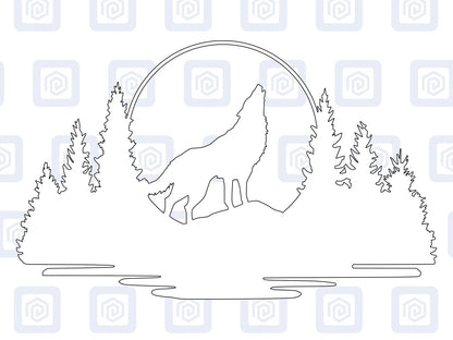 LARGE Forrest Howling Lake Wolf Wood Decal Campervan Van Caravan Sticker Graphic