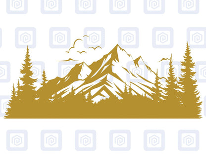 LARGE Mountain Forrest Nature Vinyl Decal Camper Van Caravan Sticker Graphic