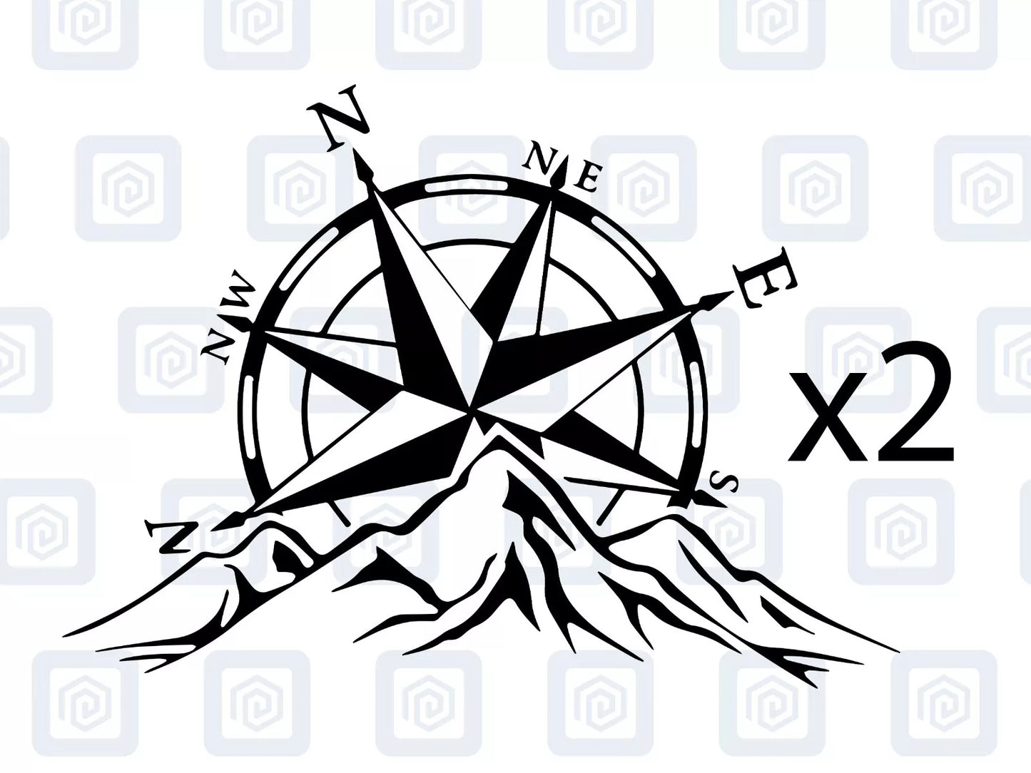 Compass Mountain Vinyl Decals For Campervan Van Caravan Sticker Graphic