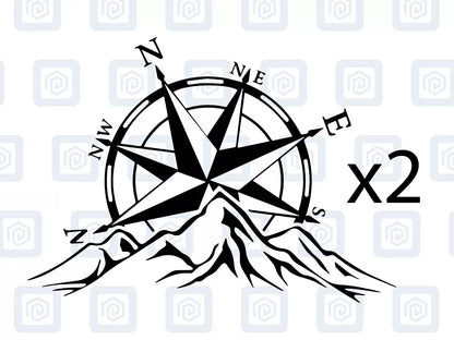 Compass Mountain Vinyl Decals For Campervan Van Caravan Sticker Graphic