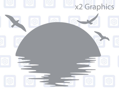 Sun Set Birds Vinyl Decal For Campervan Van Caravan Sticker Graphic Camping
