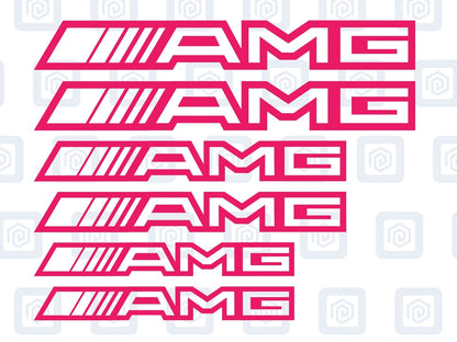 AMG Hollow Letter Brake Caliper Decal Style Stickers - 3 SIZES - x 6