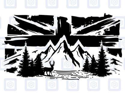 Union Jack Mountain Deer Vinyl Decals For Camper Van Caravan Sticker Graphic