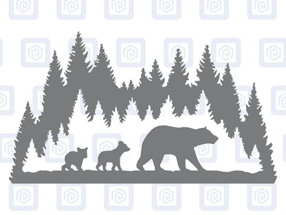 LARGE Bear WIth Cubs Decal For Campervan Van Caravan Sticker Graphic Forrest