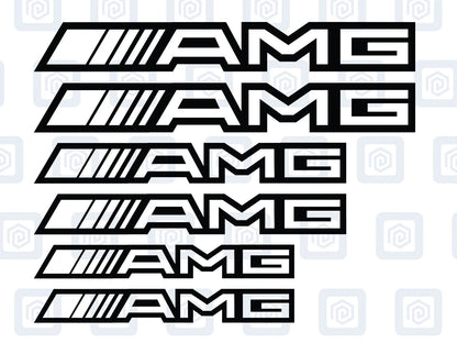 AMG Hollow Letter Brake Caliper Decal Style Stickers - 3 SIZES - x 6