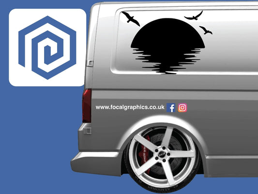 Sun Set Birds Vinyl Decal For Campervan Van Caravan Sticker Graphic Camping
