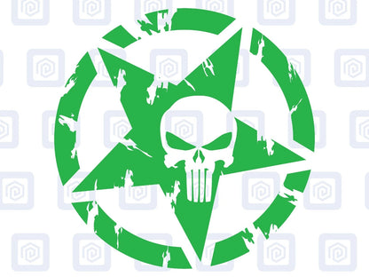 Skull Star Punisher Circle Decals For Camper Van Caravan Sticker Graphic