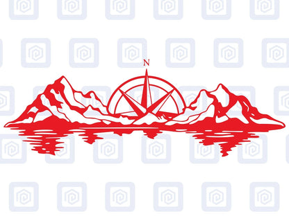XL Mountain Compass Scenic Vinyl Decals For Camper Van Caravan Sticker Graphic