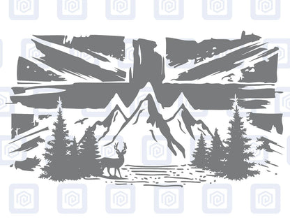 Union Jack Mountain Deer Vinyl Decals For Camper Van Caravan Sticker Graphic