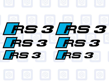 Audi RS3 Style Brake Caliper Decals A3 Hatch Sportback Sticker Logos (set of 6)