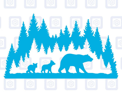 LARGE Bear WIth Cubs Decal For Campervan Van Caravan Sticker Graphic Forrest