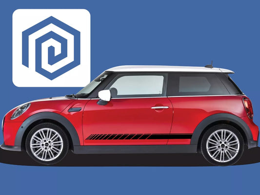 Mini Cooper S JCW One Racing Side Stripe Decal Sticker Pair (Set of 2)