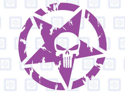 Skull Star Punisher Circle Decals For Camper Van Caravan Sticker Graphic