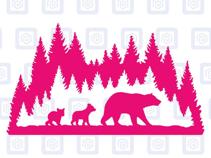 LARGE Bear WIth Cubs Decal For Campervan Van Caravan Sticker Graphic Forrest