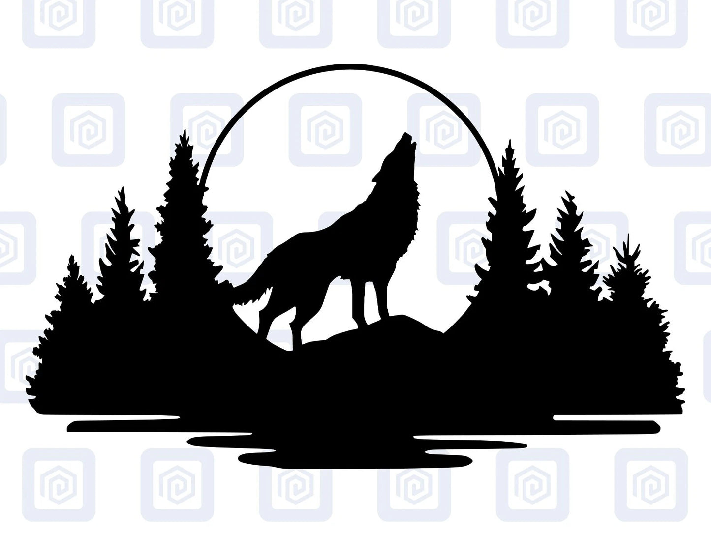 LARGE Forrest Howling Lake Wolf Wood Decal Campervan Van Caravan Sticker Graphic