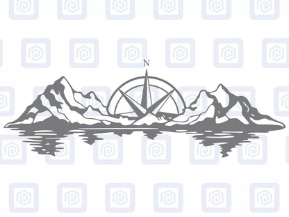 XL Mountain Compass Scenic Vinyl Decals For Camper Van Caravan Sticker Graphic