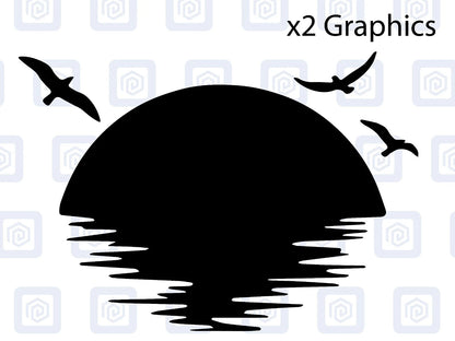 Sun Set Birds Vinyl Decal For Campervan Van Caravan Sticker Graphic Camping