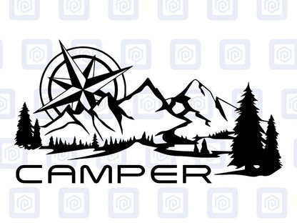Camper Mountain Wood Vinyl Decals For Camper Van Caravan Sticker Graphic