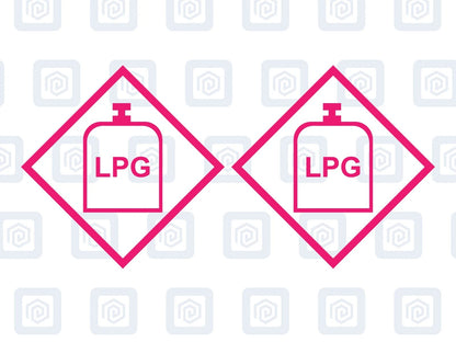 LPG Gas Warning Sign Custom Colour sticker logos (set of 2)
