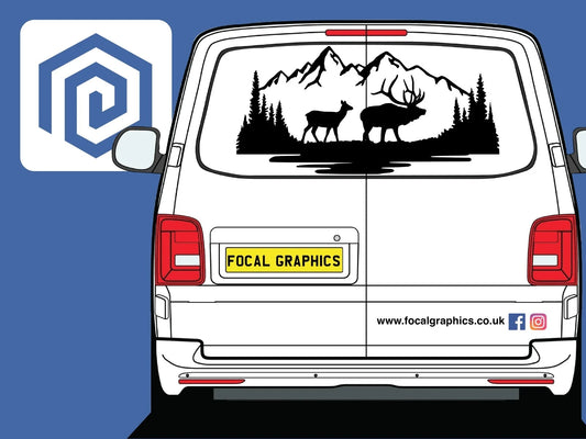 LARGE Stag Deer Doe Forrest Vinyl Decals For Camper Van Caravan Sticker Graphic