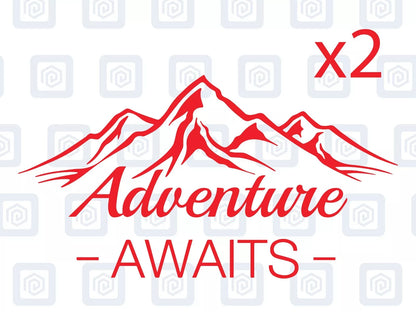 2x Adventure Awaits Vinyl Decals For Camper Motorhome Caravan Sticker Graphic