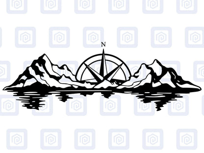 XL Mountain Compass Scenic Vinyl Decals For Camper Van Caravan Sticker Graphic