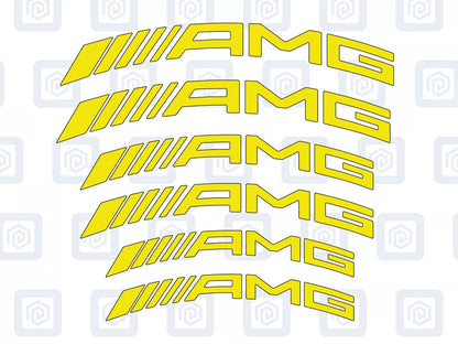 AMG Curved Brake Caliper Decal Style Stickers - 3 SIZES - x 6