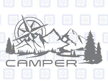 Camper Mountain Wood Vinyl Decals For Camper Van Caravan Sticker Graphic