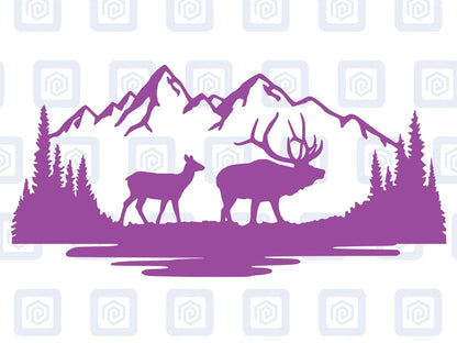 LARGE Stag Deer Doe Forrest Vinyl Decals For Camper Van Caravan Sticker Graphic