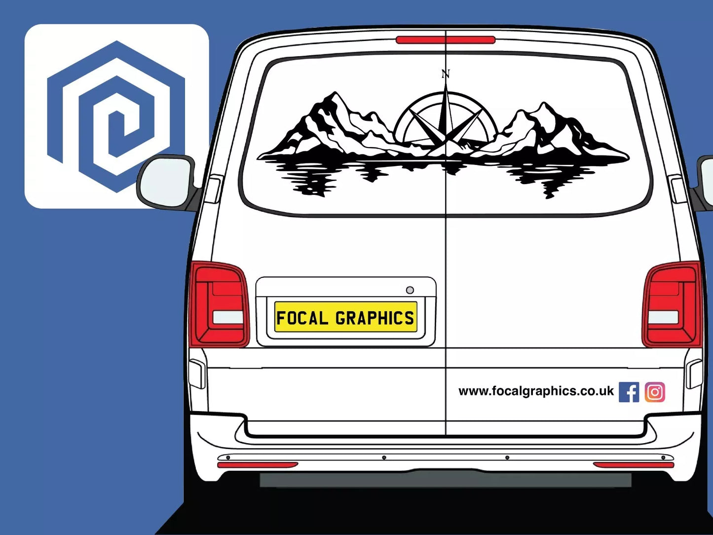 XL Mountain Compass Scenic Vinyl Decals For Camper Van Caravan Sticker Graphic