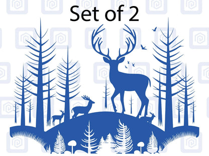 2x Scenic Woodland Mountain Vinyl Decals For Camper Van Caravan Sticker Graphic